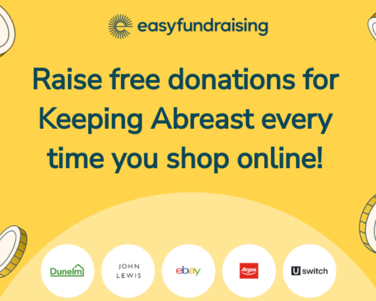 Yellow graphic with text and logos for sign ups to Easyfundraising